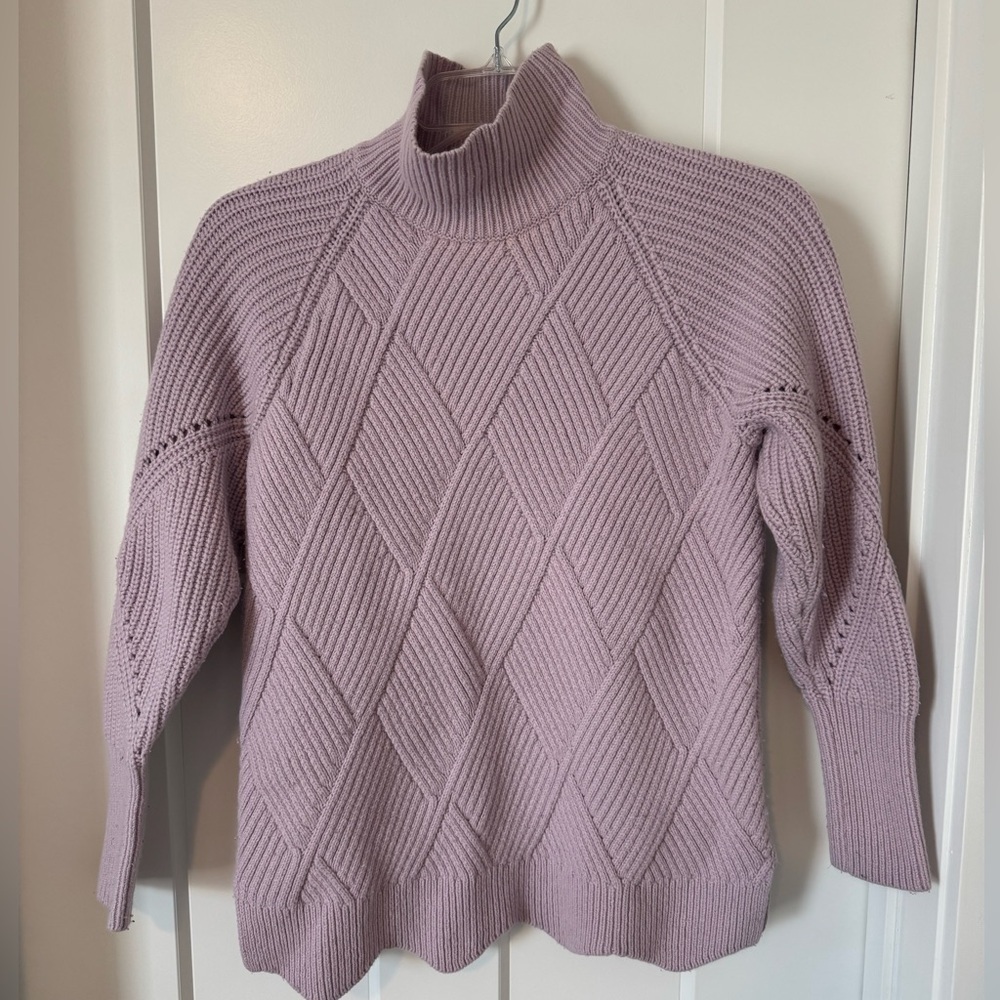Rebecca Taylor basket-woven mock neck Lavender Knit Women's Sweater - Picture 6 of 9